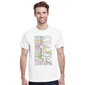 東京路線図Tシャツ - スタイリッシュな地図風の厚手クルーネック - 旅行好きの方にぴったり