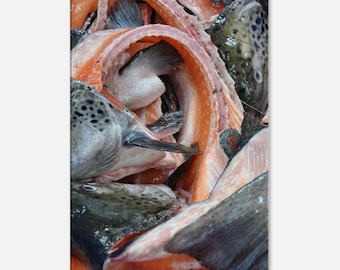Heads and Bones Fish Photography Canvas Wall Hanging for Kitchen Home Office Wall Decor