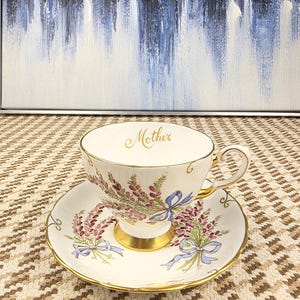 Tuscan England – “Mother” Floral Bone China Teacup & Saucer