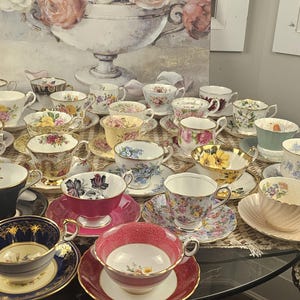 Vintage Bone China Teacup Set: Floral English Tea Cups
