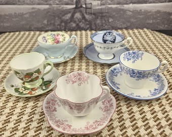 Shelley & Foley Teacups – 5 Vintage Bone China Cups (Sold Separately) – England Fine Porcelain