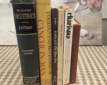 Vintage Medical and Psychology Book Lot (6) – Obstetrics, Cancer, Psychoanalysis, Beauty & Faith – 1960s–70s Academic Deco