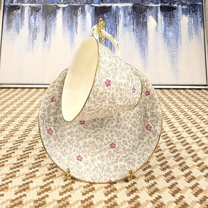 Sampson Smith “Old Royal” – English Bone China Floral Teacup & Saucer