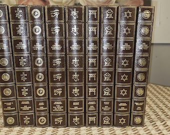 Vintage Buch Set: Weltreligionen, mit Goldprägung