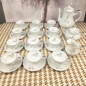 Vintage Edelstein Bavaria Porcelain Tea Set – Complete 12-Cup Service with Teapot, Creamer & Sugar Bowl