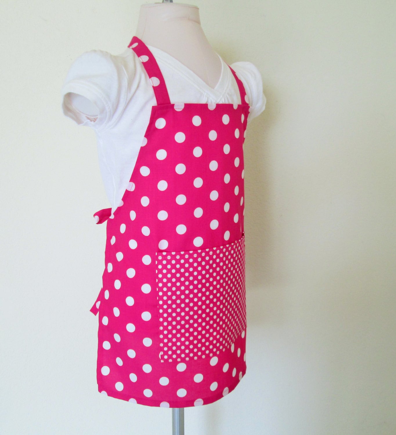 Childrens Apron Hot Pink Powerful Polka Dot Kids Apron a Etsy