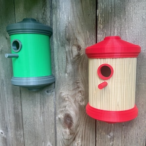 Northeastern inspired woodland birdhouses for your feathery neighbors. Roomy & cozy, they will call it their colorful home year after year!