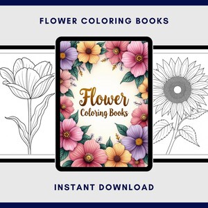 Flower Coloring Books | 23 Digital Coloring Pages Printable PDF