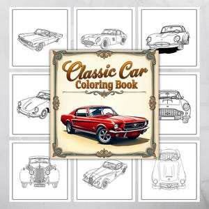 Classic Car Coloring Book | 30 Coloring Pages Digital Printable