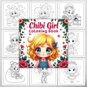 Chibi Girl Coloring Book | 25 Coloring Pages Digital Printable