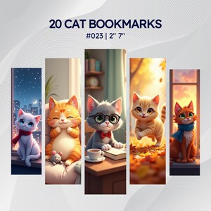 20 Cat Bookmark Digital Printable PNG Download
