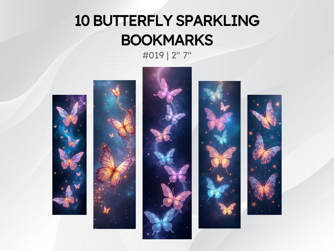 10 Butterfly Sparkling Bookmarks Digital Printable | Instant Donwload ...