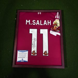 Salah #11 Signed & Framed Red Jersey - Autograph with BAS COA