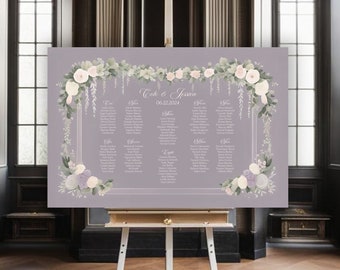 Whimsical Lavender Floral Seating Chart | Fairytale Wedding Decor | Printed | Tangled | Quinceanera | Bridal Shower