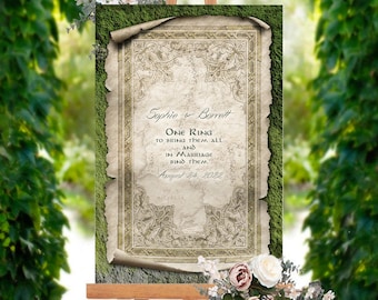 Vintage Scroll Art Wedding Welcome Sign | Fantasy Decor
