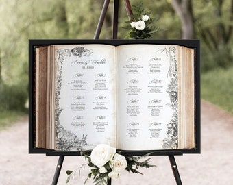 Alice in Wonderland Wedding Seating Chart Book, Whimsical Tea Party Decor