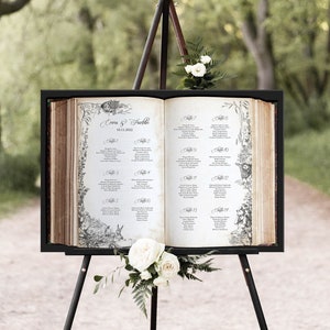 Alice in Wonderland Wedding Seating Chart Book, Whimsical Tea Party Decor