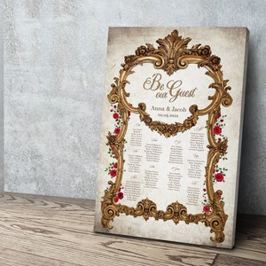 Beauty and the Beast Seating Chart Fairytale Storybook Red Rose Decor Once Upon a Time Be Our Guest Sign 1 Day Turnaround Canvas