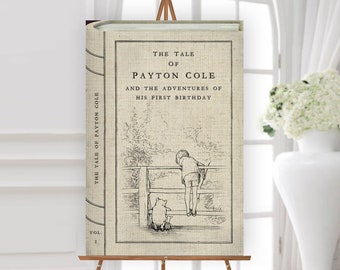 Pooh Bear Storybook Baby Shower Sign, Birthday Decor - Book Welcome Sign