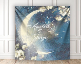 Celestial Backdrop, Celestial Wedding Decor, Moon and Stars Backdrop, Welcome Sign, Moon and Stars Baby Shower, Bridal Shower, Ethereal