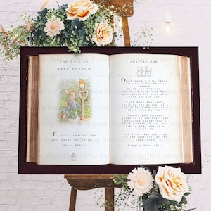 Peter Rabbit Storybook Welcome Sign, Garden Theme - Baby Shower Decorations or First Birthday Decor - Personalized - Gender Neutral