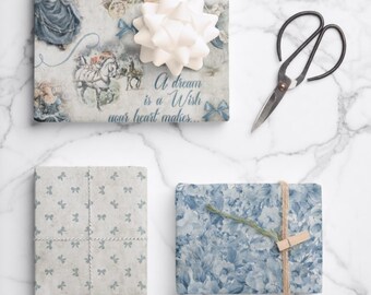 Cinderella Wrapping Paper, Princess Fairytale Gift, Set of 5 Sheets