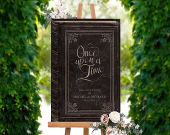 Wedding Welcome Sign in a Vintage Book Cover Design, Fairytale Once Upon a Time, Storybook Wedding