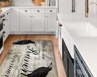 The Raven Area Rug, Edgar Allan Poe Poem, Gothic Halloween Decor