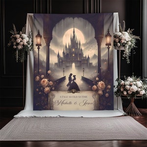 Beauty and the Beast Wedding Backdrop, Moody Fairytale Castle