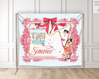 Mary Poppins Carousel Horse Backdrop, Birthday, Baby Shower, Vinyl