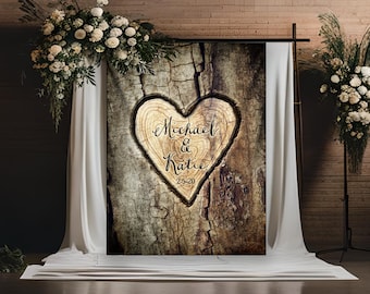 Rustic Wood Wedding Backdrop, Tree Heart, Barn Theme