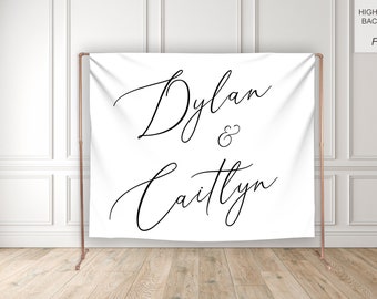 Black and White Engagement Backdrop, Wedding Backdrop, Custom Names, Minimalist Banner, Bridal Shower