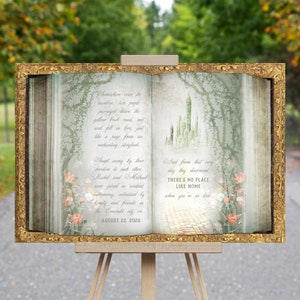 Book Welcome Sign in an Emerald City Theme - Storybook Wedding - Wizard of Oz Wedding - Yellow Brick Road - Green and Gold - Bridal Shower