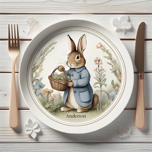 Peter Rabbit Plate and Bowl Personalized, First Birthday Gift, Baby Shower, Toddler Gift, Baby Gift, Gender Neutral, Made in USA
