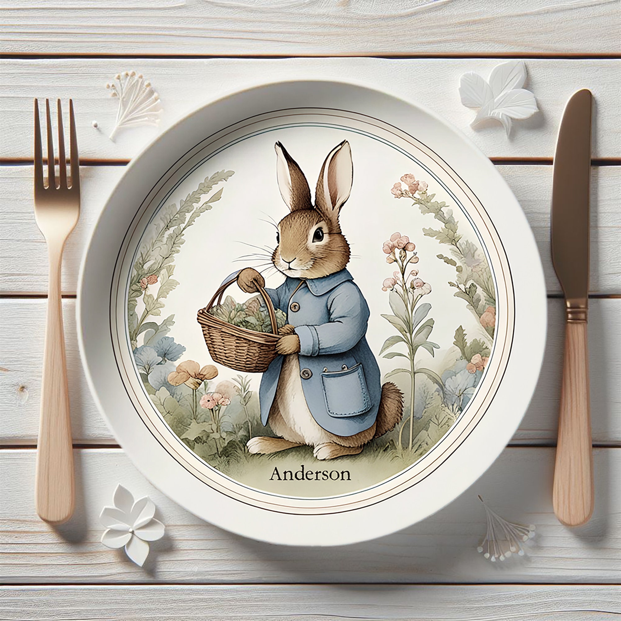 Peter Rabbit Plate and Bowl Personalized First Birthday Gift Baby Shower Toddler Gift Baby Gift Gender Neutral Made in USA