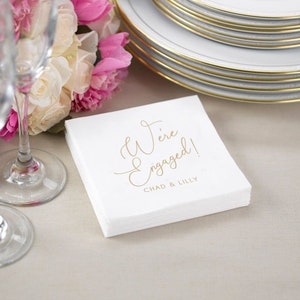 We're Engaged Napkins, Personalized