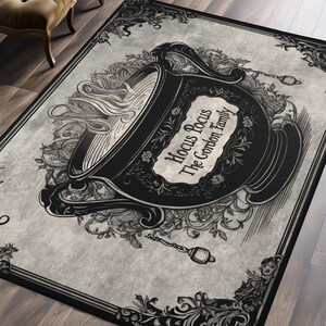 Personalized Victorian Gothic Black Cauldron Rug - Black & White - Etsy