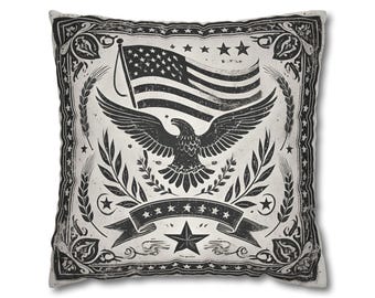 Vintage Americana Eagle Pillow, Patriotic Stars and Stripes