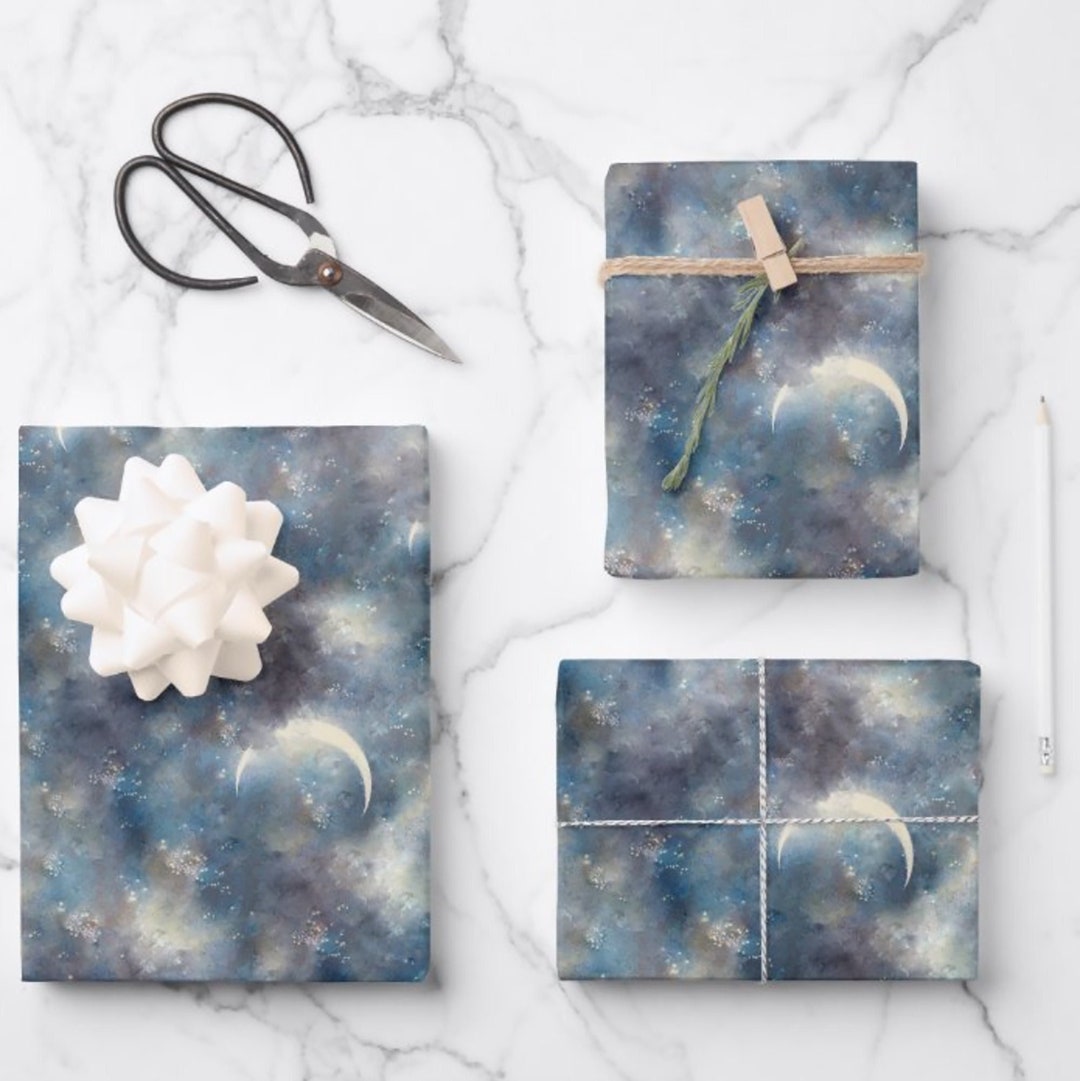 Celestial Wrapping Paper Moon and Stars Wrap Moon Gift - Etsy