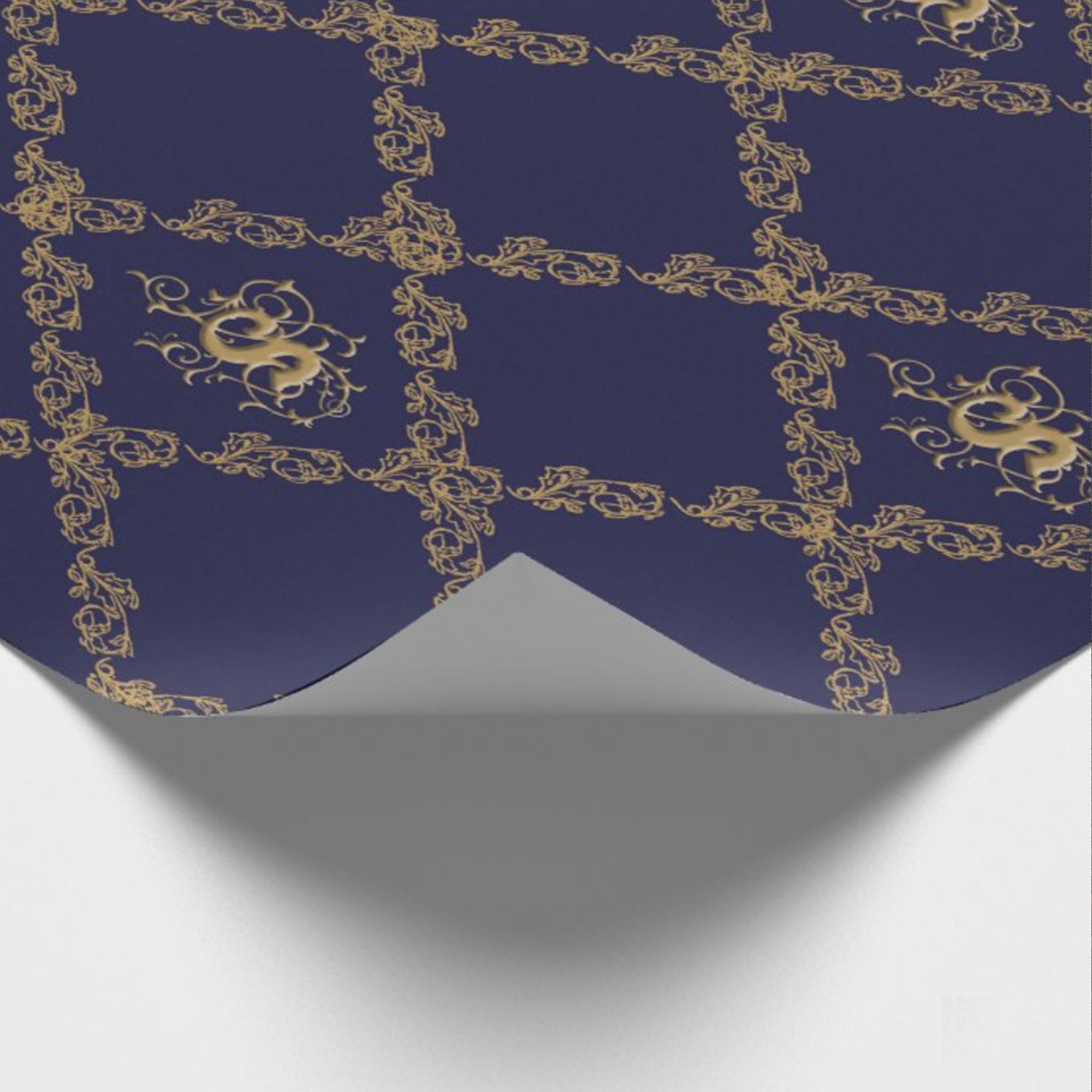 Elegant navy blue lilac pink gold glitter floral Wrapping Paper by
