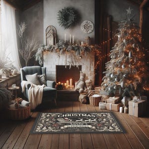 Personalized Christmas Rug – Santa's Sleigh Rides, Farmhouse Holiday ...