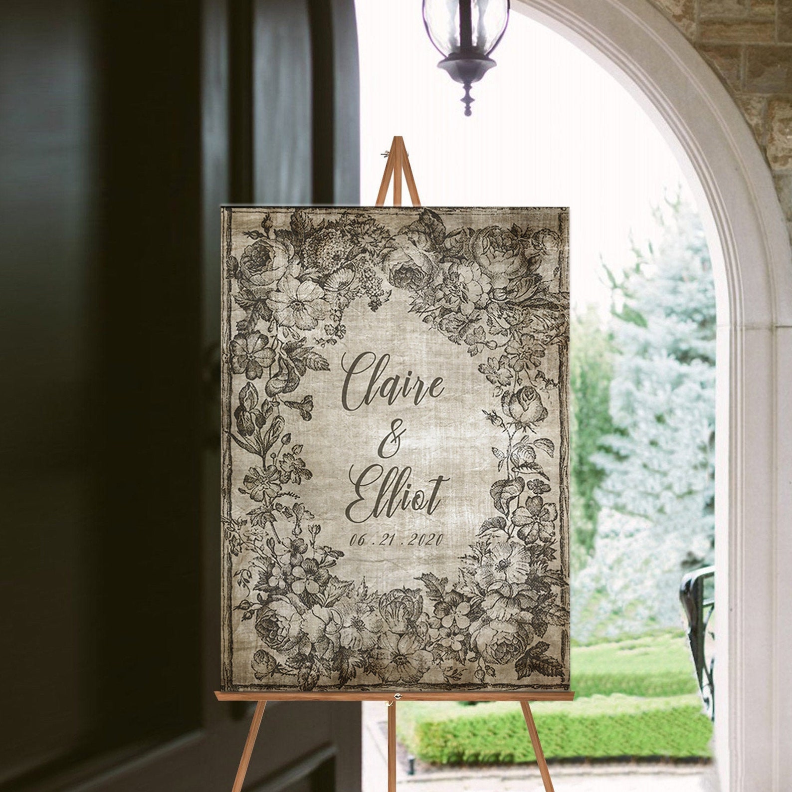 Rustic Floral Welcome Sign Personalized Backdrop Romantic | Etsy