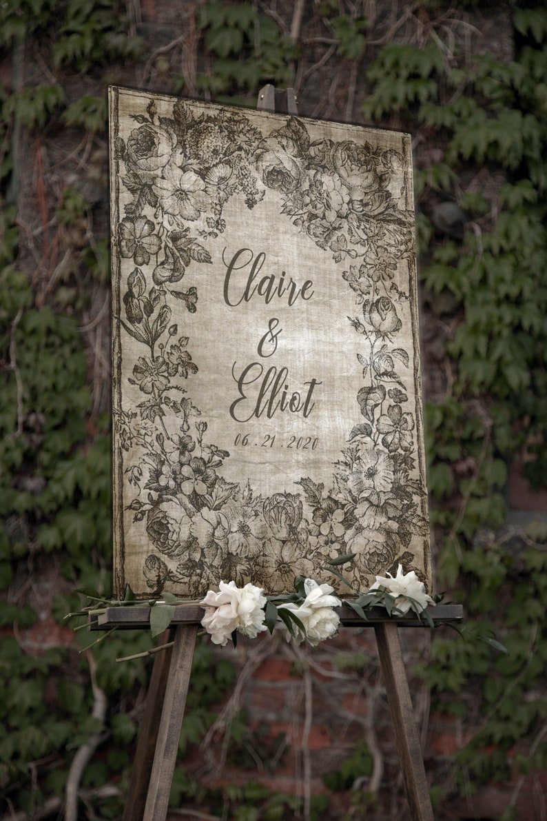 Rustic Floral Welcome Sign Personalized Backdrop Romantic | Etsy