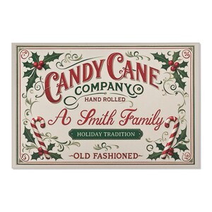 Personalized Christmas Rug - Candy Cane Company - Farmhouse Holiday ...
