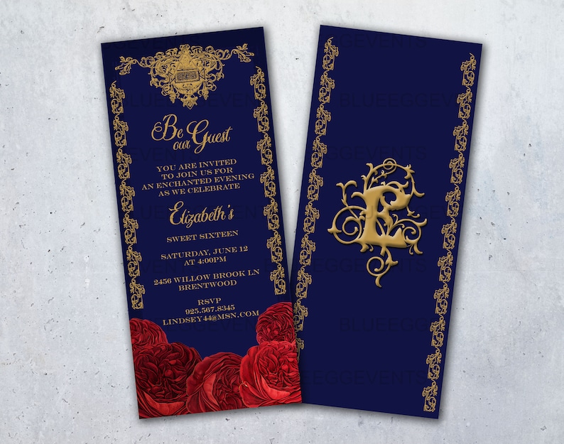 Beauty And The Beast Invitations Tale Old Time Be Our Guest Red Roses Belle Princess Wedding Bridal Shower Disney Once Upon A Time Invitations Announcements Paper Party Supplies