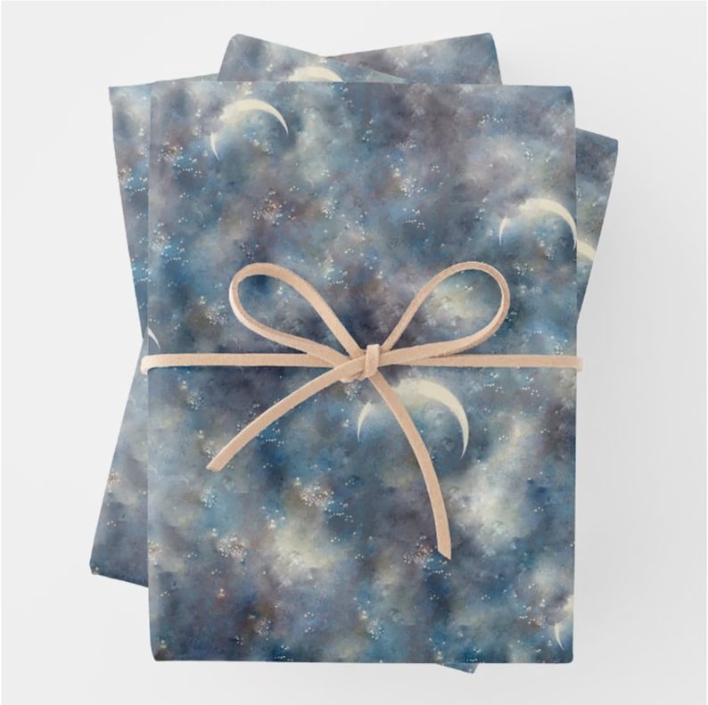 Celestial Wrapping Paper Moon and Stars Wrap Moon Gift - Etsy