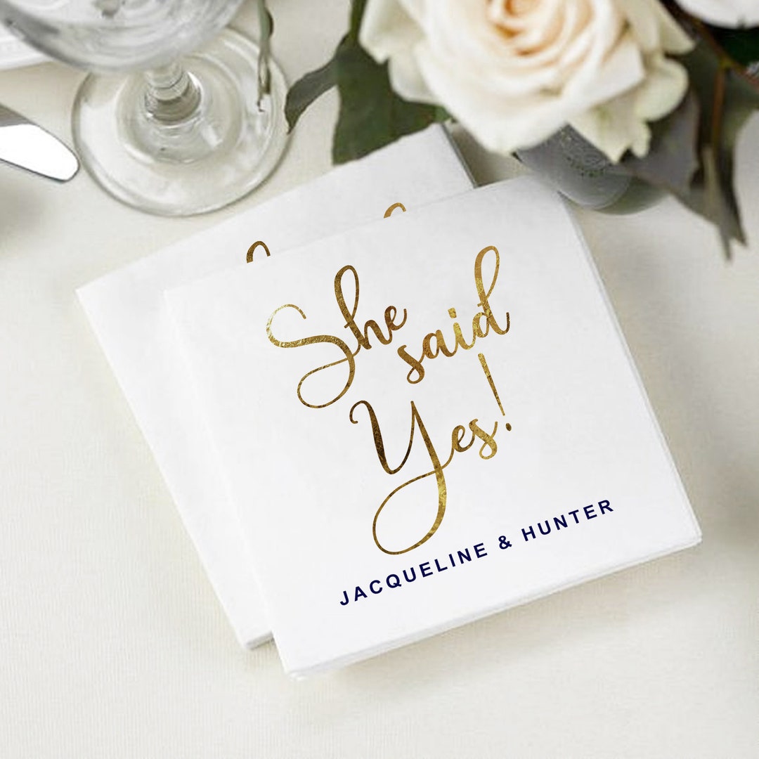 She Said Yes Napkins, Engagement Napkin, Engagement Decor, Cocktail