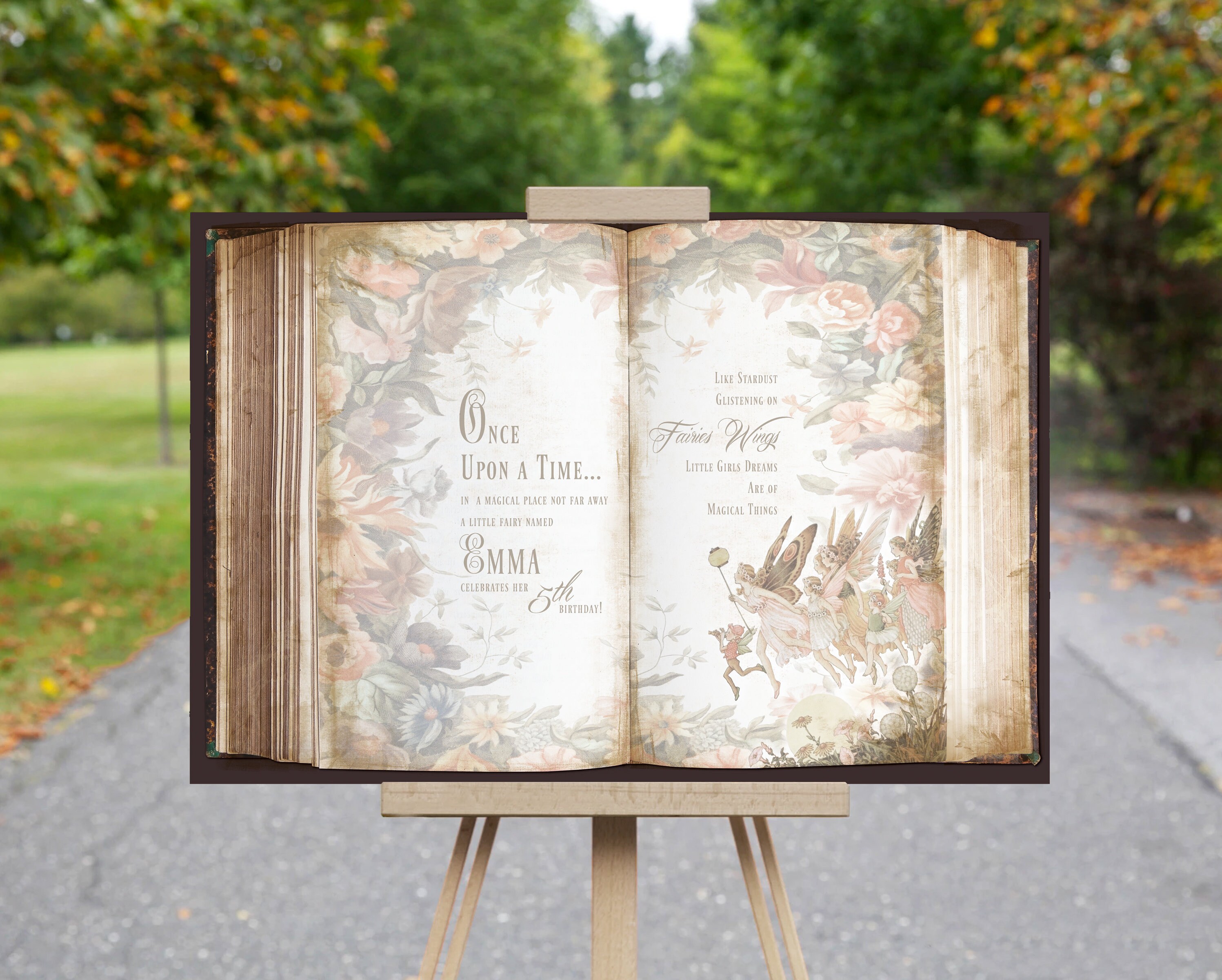 Fairy Art Storybook Floral Birthday Book Backdrop Canvas Once Etsy