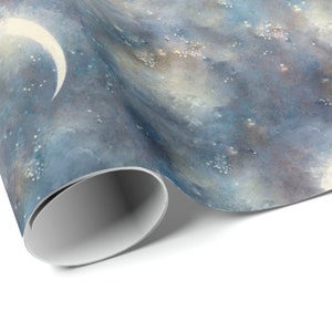 Celestial Wrapping Paper Moon and Stars Wrap Moon Gift - Etsy