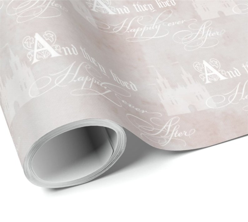 Elegant Fairytale Wrapping Paper Happily Ever After Castle, Floral Castle, Blush Pink Floral Princess Party, Wedding Set of 5 Sheets Happily Ever After